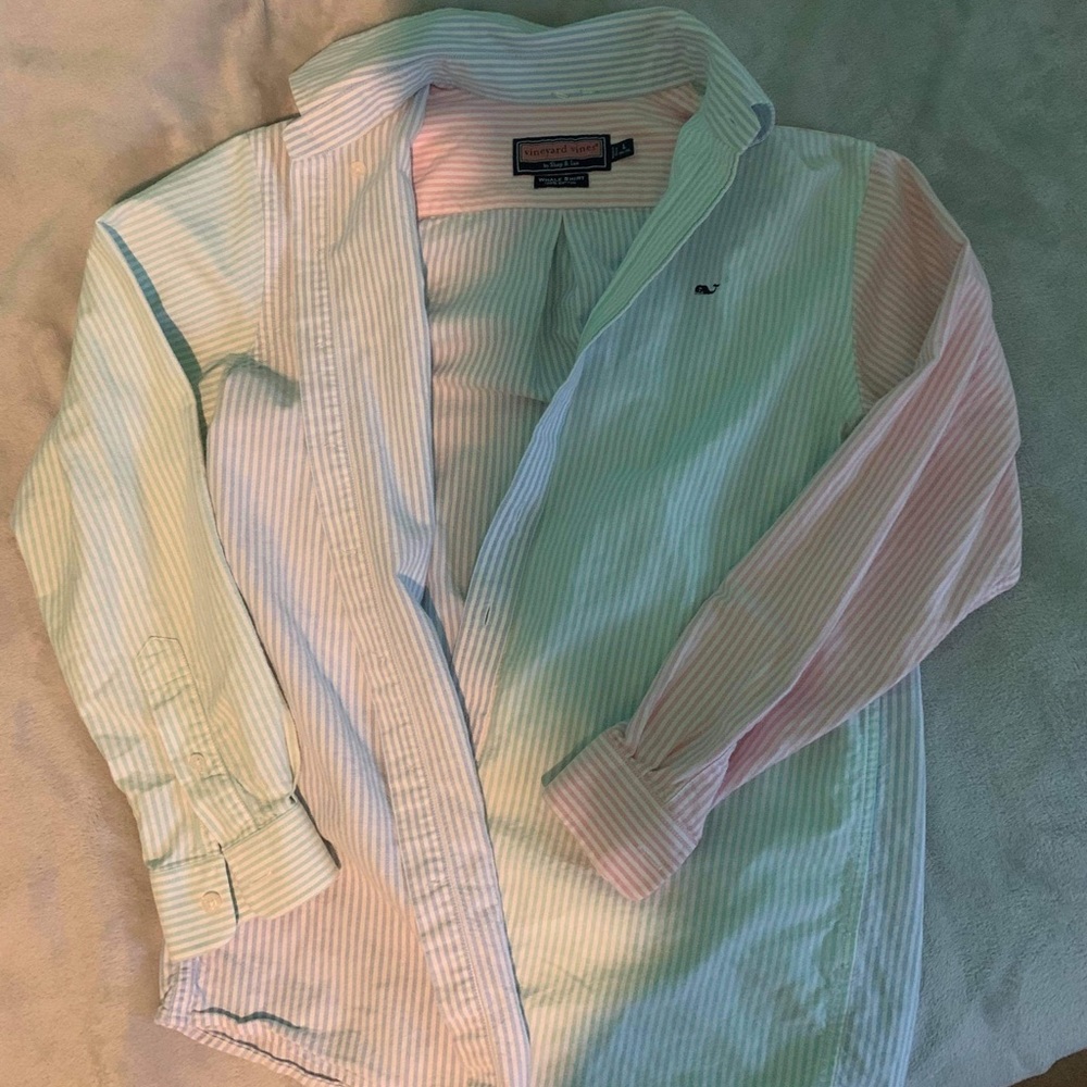 multicolored striped shirt